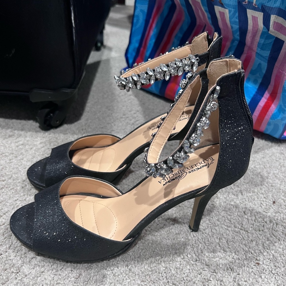 Black Glitter Heels